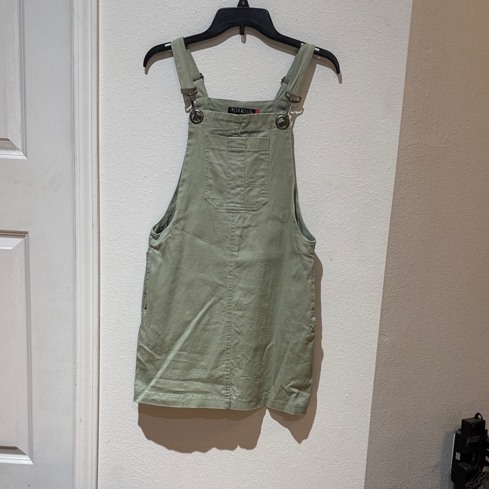 Olive Green Overall Dress.